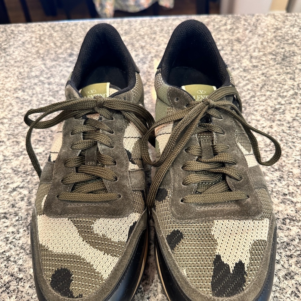 Valentino Green Camouflage Sneakers Tactical Style